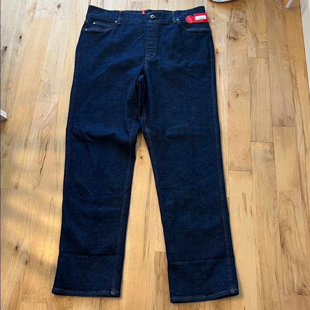 SPANX Pull On Cuffed Straight Denim Blue Jeans Size 3XT NWT